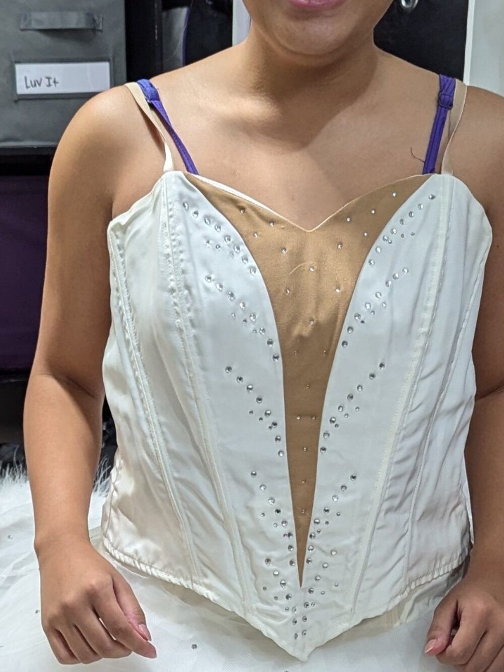 Curtain Call White Bodice with Rhinestone Detail
